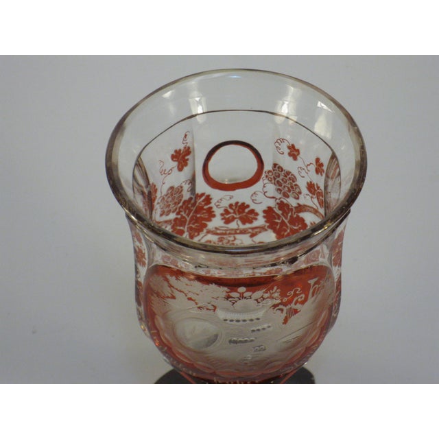 Ruby Red Cup Goblet Bohemian Glass Ruby Flashed Cut Engraved Cornucopia Antique Grand Tour For Sale - Image 8 of 17