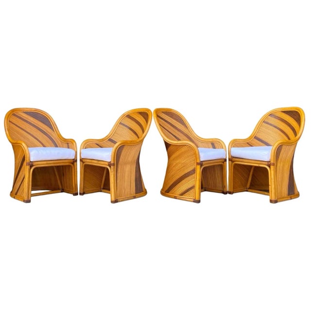 Mid Century Sculptural Split Reed Rattan Dining Chairs by Henry Link - Set of 4 For Sale - Image 10 of 10