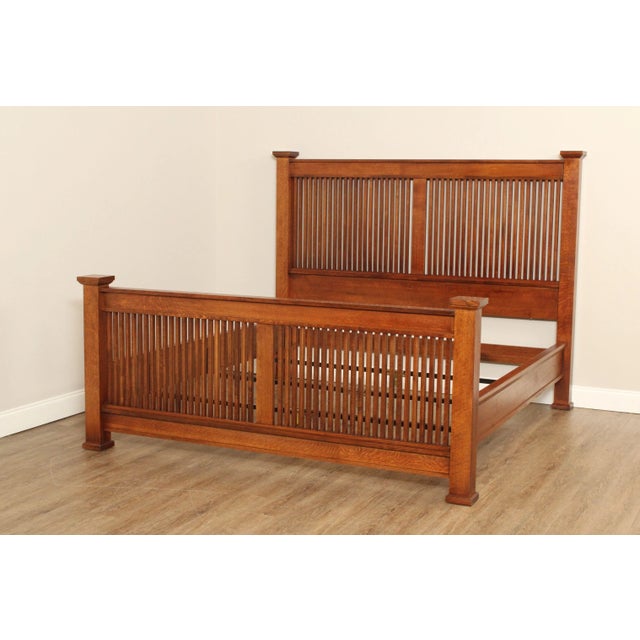 Stickley Mission Collection King Size Oak Prairie Bed For Sale - Image 10 of 12