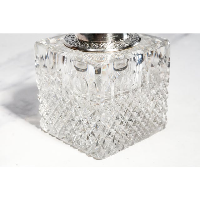Exceptional Huge Antique Sterling Silver Black, Starr & Frost Cut Crystal Victorian Desk Paperweight Inkwell Luxury Home Decor For Sale - Image 10 of 18