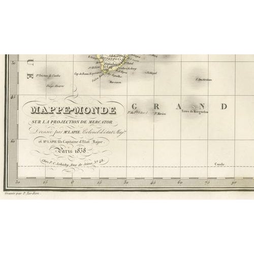 Antique World Map by M. Lapie, Paris, 1838 For Sale - Image 6 of 13