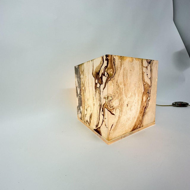 Plastic Mid-Century Acrylic Glass Cube Table Lamp, 1970s For Sale - Image 7 of 18