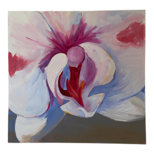 Original Large Close Orchid Painting Inspired by Georgia O'Keeffe From Marina Movshina
