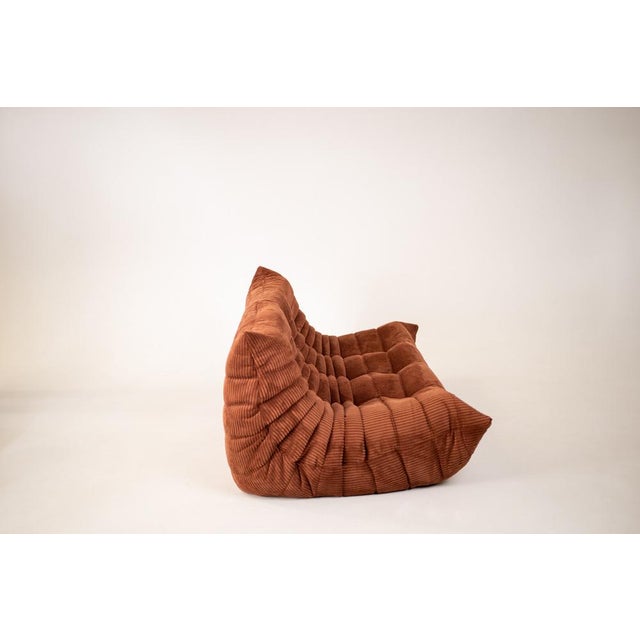 Ligne Roset Togo Three-Seater Sofa in Brown Corduroy by Michel Ducaroy for Ligne Roset For Sale - Image 4 of 7