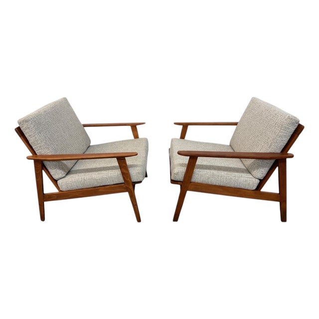 Mid-Century Modern Walnut Arm Chairs - Refinished & Reupholstered! For Sale