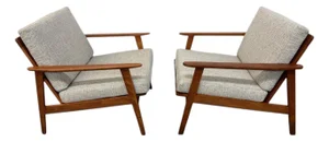 Mid-Century Modern Walnut Arm Chairs - Refinished & Reupholstered!