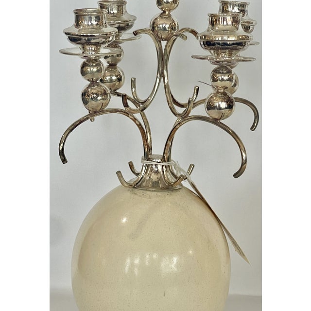 English Silver Ostrich Eggs Candelabras, Attributed to Anthony Redmile For Sale - Image 12 of 12