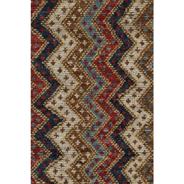 Traditional Rug & Kilim’s Twin Tribal-Inspired Rugs in Red, Blue and Beige-Brown Chevrons For Sale - Image 3 of 7