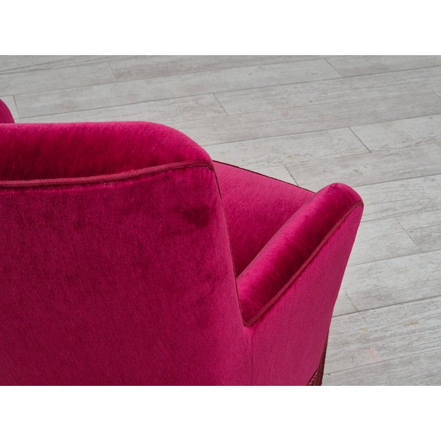 Vintage Danish Easy Chair in Velour, 1960s For Sale - Image 11 of 18