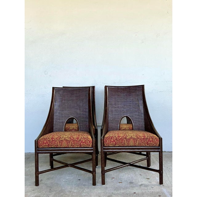 Hollywood Regency Vintage Barbara Barry for McGuire Tobacco Cane Dining Chairs - Set Of. 4 For Sale - Image 3 of 12