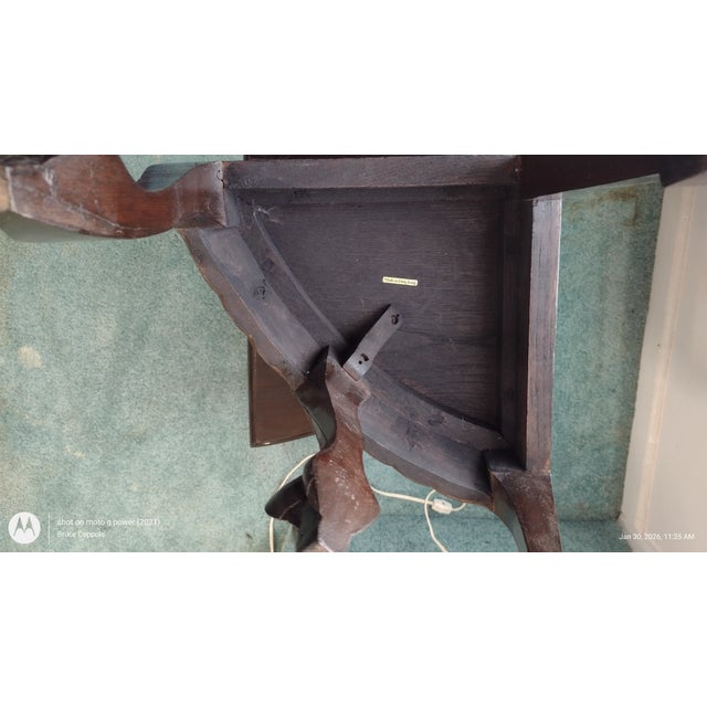 Wood Late 20th Century Chinoiserie Tea Table and Stool Set Attributed to George Zee For Sale - Image 7 of 7