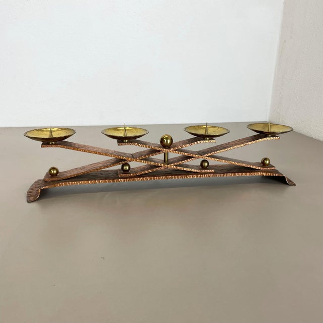 Brutalist Copper and Brass Candleholder in the style of Hagenauer, Austria, 1950s For Sale - Image 4 of 18