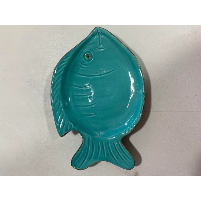Italian 1990s Italian Turquoise Fish Plate For Sale - Image 3 of 9