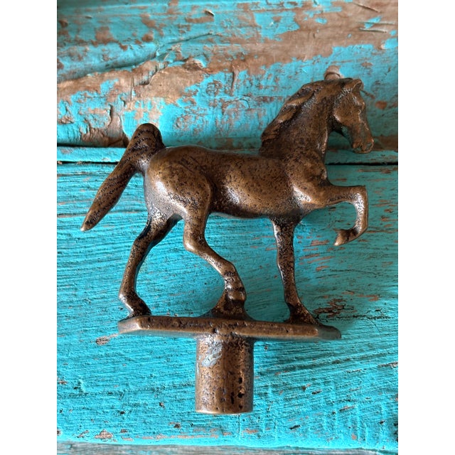 1970s Vintage Solid Brass Prancing Horse Water Faucet Handle and Valve Spigot Manufacturer Hallmark Stamp For Sale - Image 5 of 9