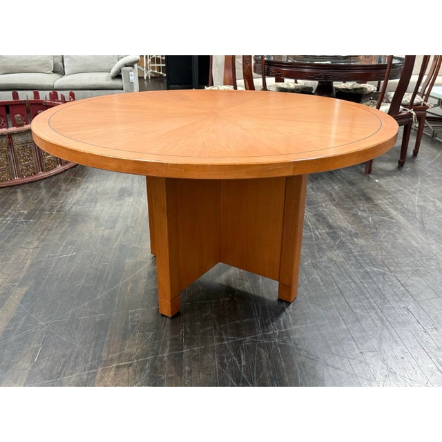Contemporary Natural Cherry Wood Finish With Marquetry Conference Table For Sale - Image 3 of 12