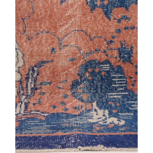 1970s Vintage Turkish Oushak Handmade Wool Cotton Orange Area Rug For Sale In San Francisco - Image 6 of 11