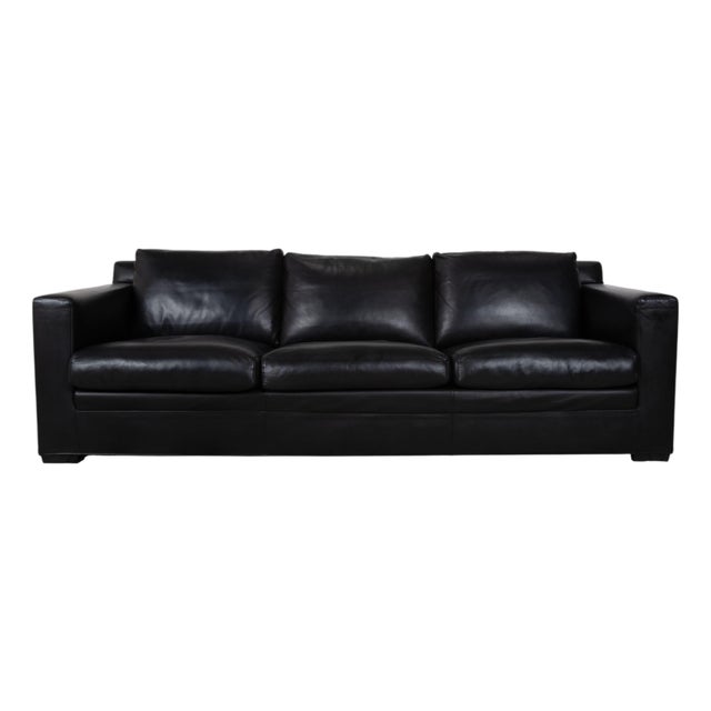 Leather Three-Seater Black Sofa from Minotti For Sale