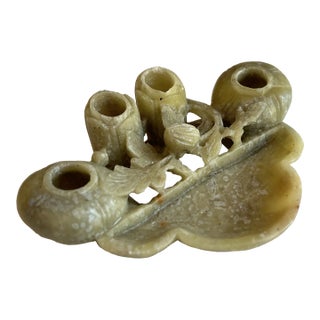 1970s Carved Soapstone Brush Pot for Calligraphy For Sale