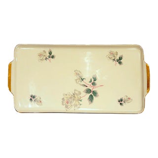 Vintage 1920's Hertel-Jacob Rose Bud Porcelain Vanity Tray For Sale