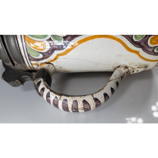 18th Century Continental European German Polychrome Faience Tankard Stein For Sale - Image 13 of 14