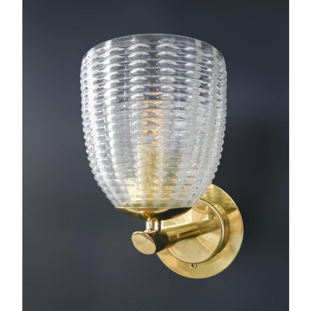 1950s Ribbed Cups Sconces by Barovier E Toso, a Pair For Sale - Image 6 of 11