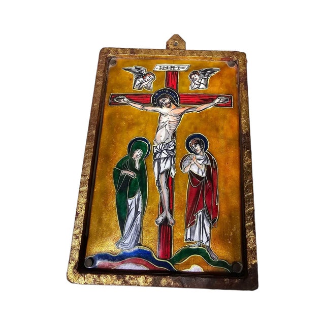1930s Enameled Icon with Christ, 1930s For Sale - Image 5 of 11