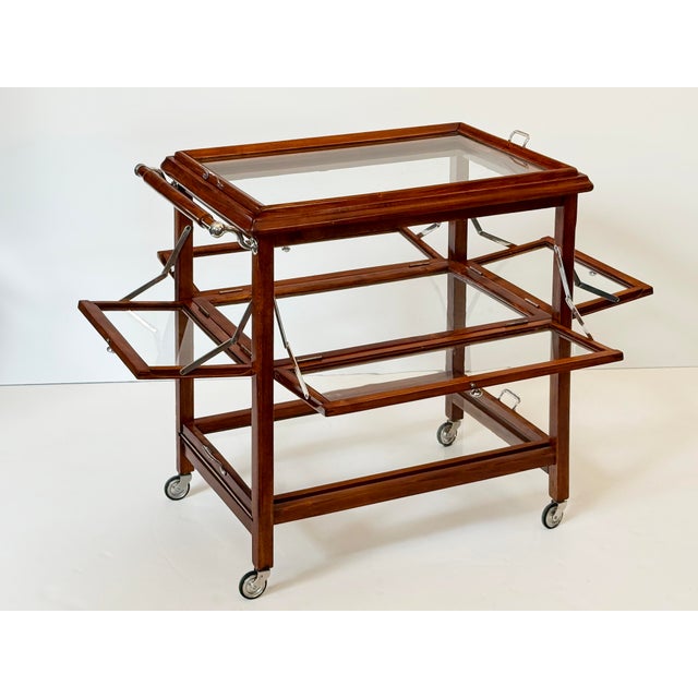 Coffee Italian Mid-Century Modern Drinks Trolley or Bar Cart With Removable Trays For Sale - Image 8 of 16