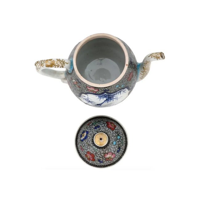 Antique Meiji Japanese Cloisonne Enamel on Porcelain Cloisonne Tea Pot For Sale In New York - Image 6 of 9