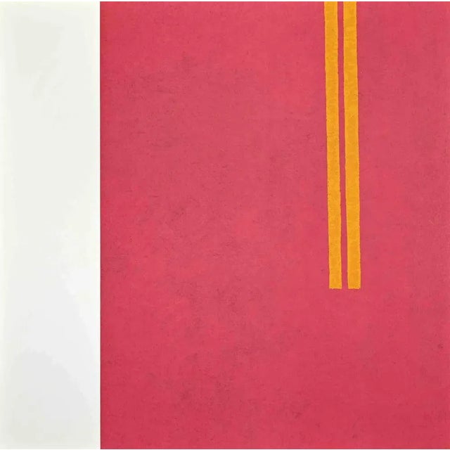 Modern Eleni Zerva, Green Cosmos, Fuchsia, Lithograph, 1971 For Sale - Image 3 of 3