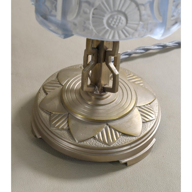 Donna Paris Pair of French Art Deco Blue Glass Table Lamps - 1930s For Sale - Image 6 of 10