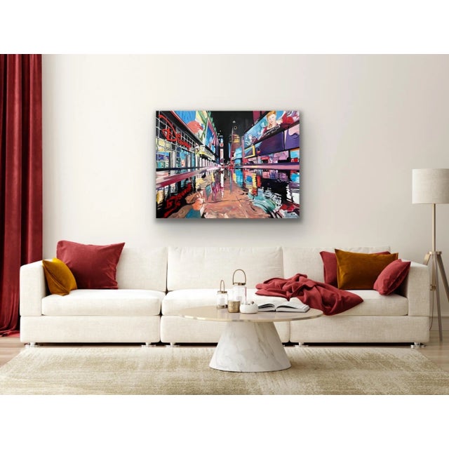 Angela Wakefield Times Square New York City Reflections After the Rain II - Vibrant Urban Landscape Art For Sale - Image 4 of 12