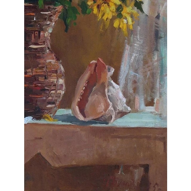 1970s Original Antique Floral Still Life Oil Painting, Ukrainian Art 1975 60-80 For Sale - Image 5 of 6