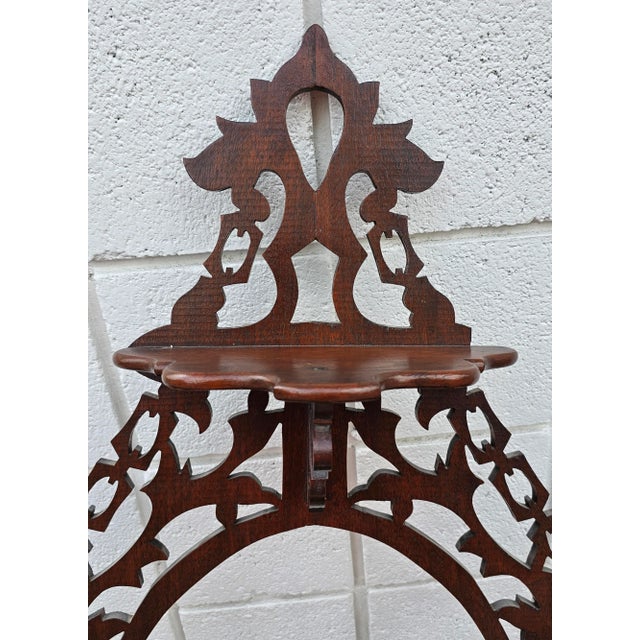 Victorian Mahogany Fretwork Three-Tier Wall Shelf Etagere For Sale - Image 4 of 6