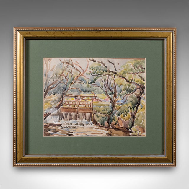 This is a vintage watercolour painting 'Isle of Wight'. An English, framed landscape picture by FA Dolding, dating to the...