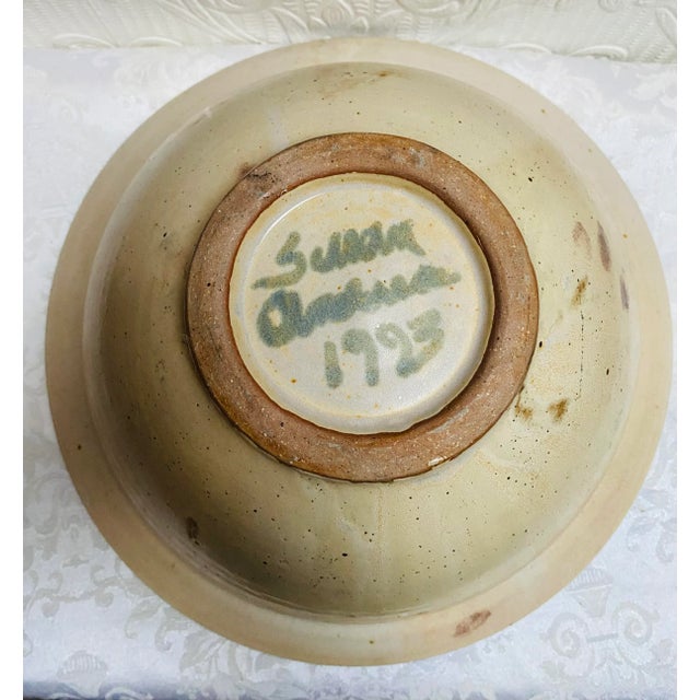 Susan Anderson 1993 Studio Pottery Hand Painted Huge Bowl For Sale - Image 6 of 10