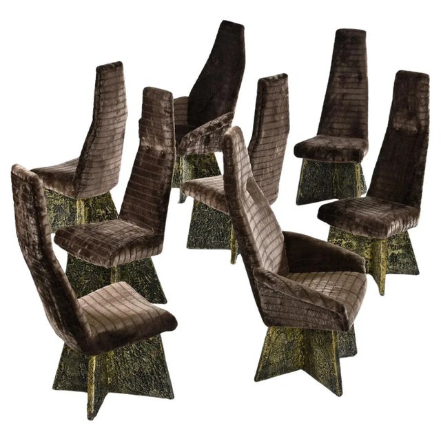 8 Restored Adrian Pearsall Craft Associates Bronze Brown and Black Brutalist Dining Chairs For Sale - Image 14 of 17