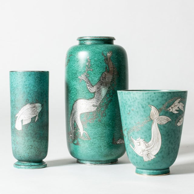 Green Argenta Vase by Wilhelm Kåge for Gustavsberg, 1940s For Sale - Image 8 of 10