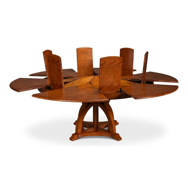 Brown Round Walnut Dining Table - 84" For Sale - Image 8 of 11
