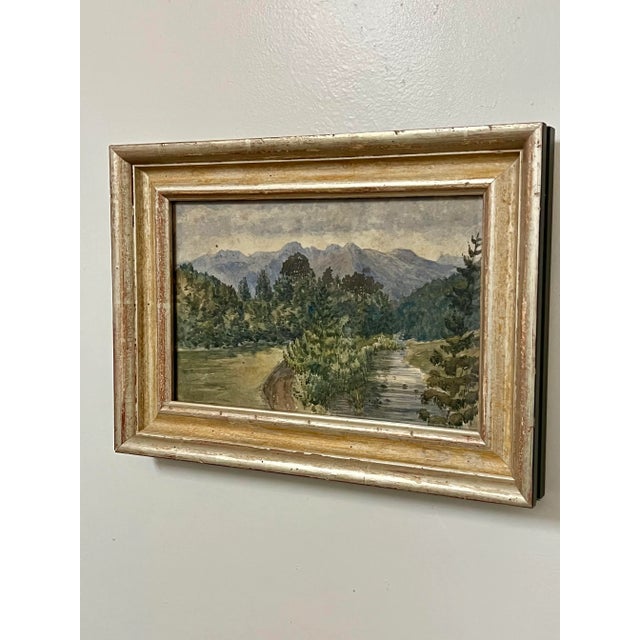 American Vintage Original Watercolor Landscape Painting, Custom Framed For Sale - Image 3 of 12