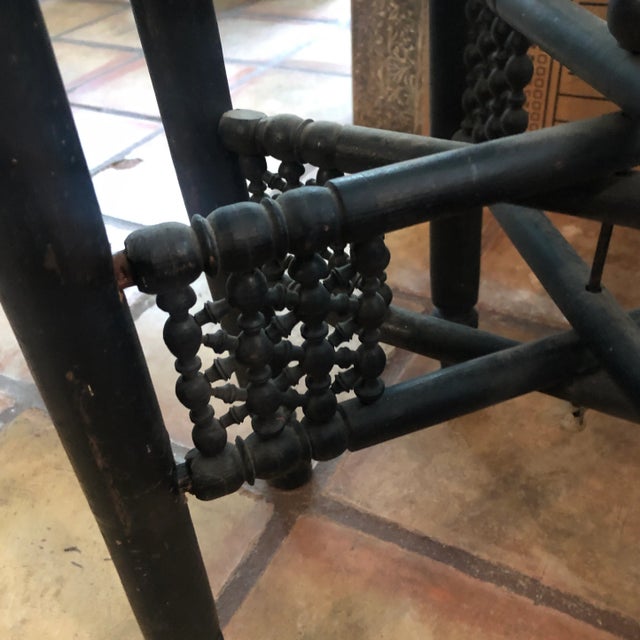 1940s Carved Folding Table Base With Large Silver Tray For Sale - Image 9 of 10