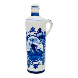 Mid 20th Century Delft Blue and White Liquor Bottle