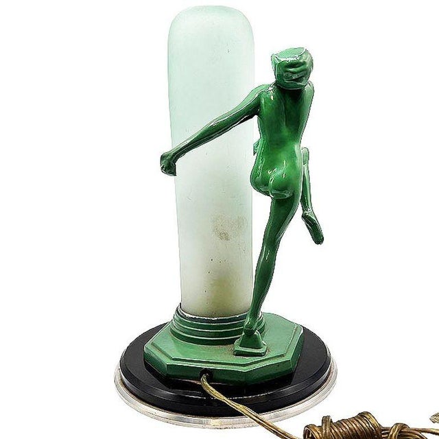 1970s 1970 Frankart F612 Dancing Nude Nymph Lamp W/ Frosted Glass Shade, Re-Edition For Sale - Image 5 of 8