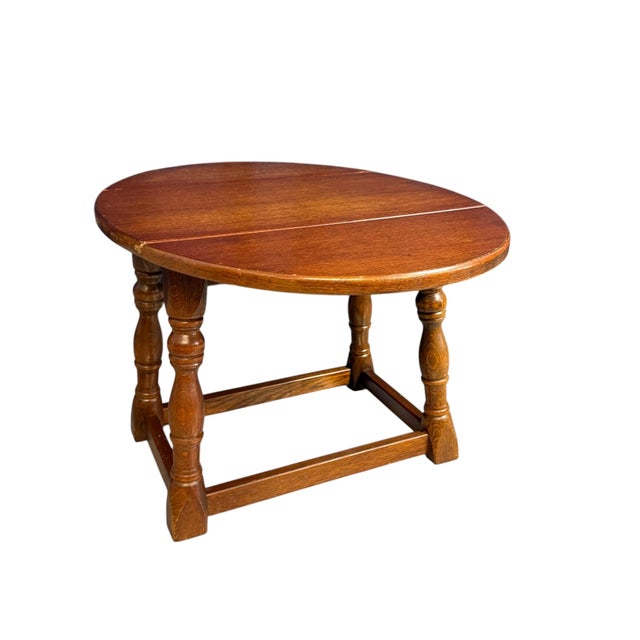 Antique Miniature Oak Drop-Leaf Table Featuring Traditional Turned Baluster Legs, 1940 For Sale - Image 3 of 15