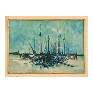 Marcel Depre, French Marine Oil Painting, 1962