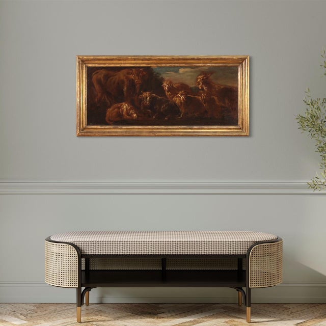 Italian Artist, Landscape with Grazing Animals, 1680, Oil on Canvas, Framed For Sale - Image 11 of 16