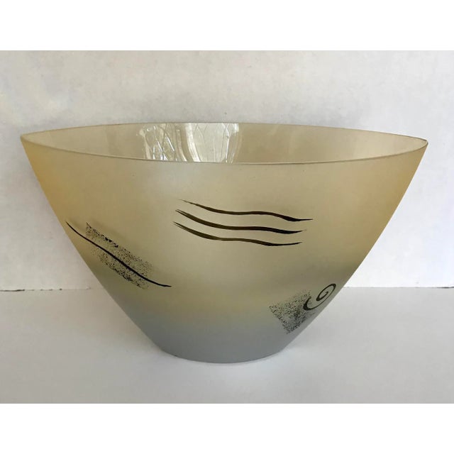 1980s Art Deco Oblong Painted Glass Bowl For Sale - Image 9 of 9