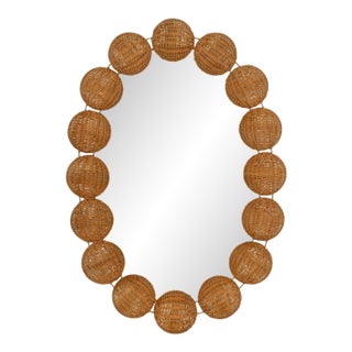 Balka Rattan Oval Wall Mirror For Sale
