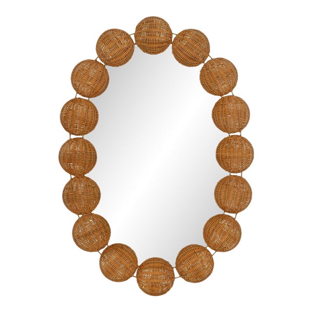 Balka Rattan Oval Wall Mirror For Sale