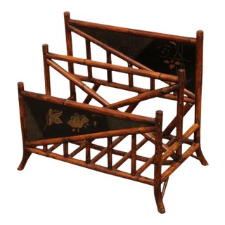 Palecek Victorian Style Bamboo Magazine Rack For Sale