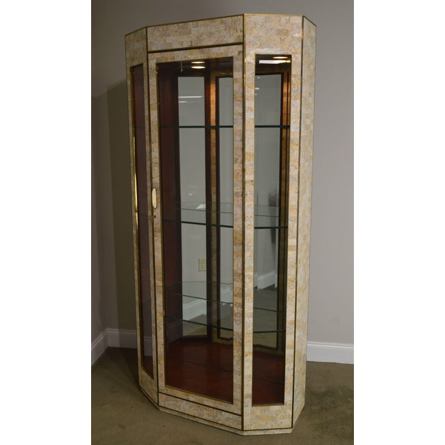 Maitland Smith Tessellated Stone Marble & Brass Curio Display